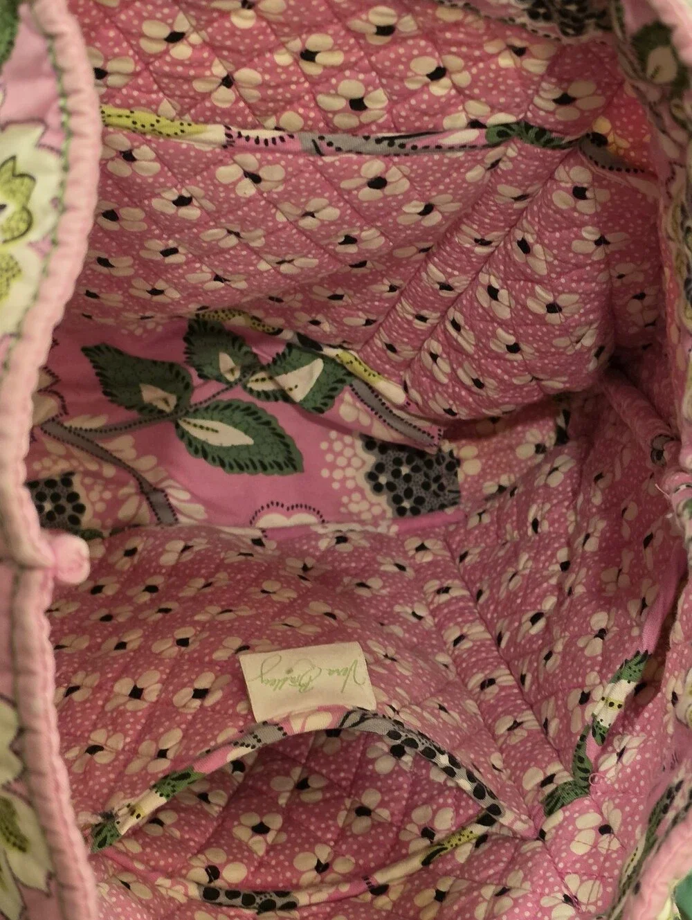 Vera Bradley Toggle Tote Priscilla Pink Quilted Cotton Floral Shoulder Bag